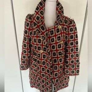 Juicy Couture geometrical coat with gold buttons
